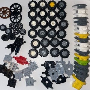 LEGO Wheels, Tires, Axles & Mudguards - 74 pcs: 50745, 6157, 87697, 6015, 60700